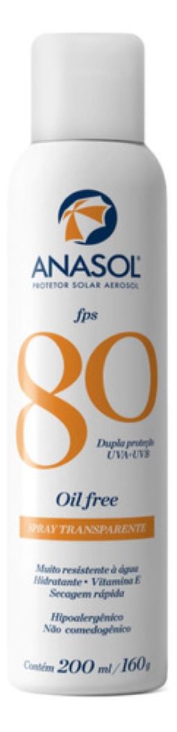 Anasol Protetor Solar Aerosol FPS 80 200ml - Oil Free e Transparente