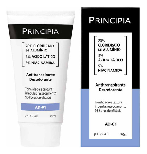 Antitranspirante Principia AD-01 50ml - 5% Niacinamida e Ácido Lático