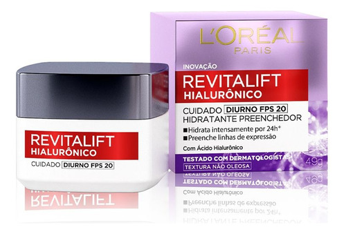 Creme Facial Revitalift Dia L'Oréal Paris FPS 20 49g | Ácido Hialurônico | Anti-Idade