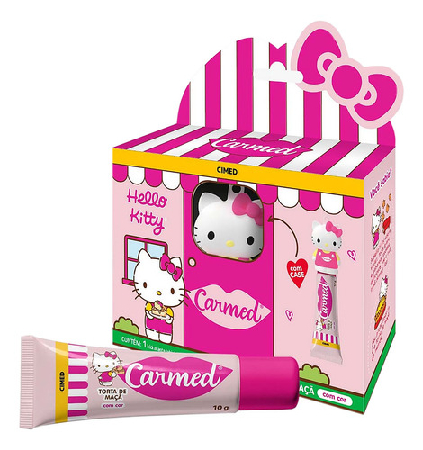 Hidratante Labial Carmed Hello Kitty Torta de Maçã 10g | Aroma Irresistível | Embalagem Colecionável
