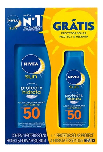 Kit Protetor Solar Nivea Protect & Hidrata FPS 50 - 200ml + 100ml