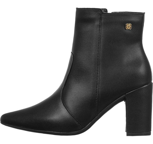 Bota Coturno Feminina Luranto | Salto Baixo, Detalhes Metálicos e Elegante Preto