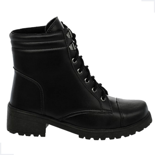 Bota Coturno Feminina Luranto – Salto Baixo com Detalhes Metálicos, Ideal para Todo Dia | Elegante Preto