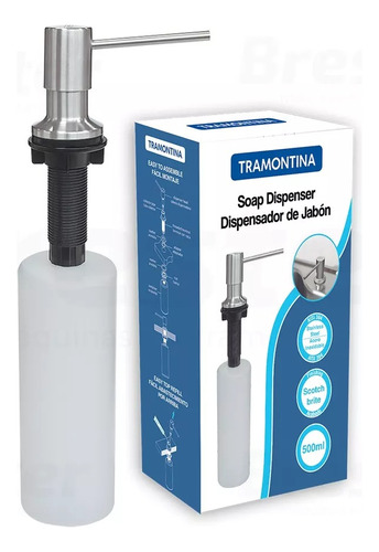 Dispenser de Sabão Embutido Tramontina Inox 500mL | Design Moderno e Resistente