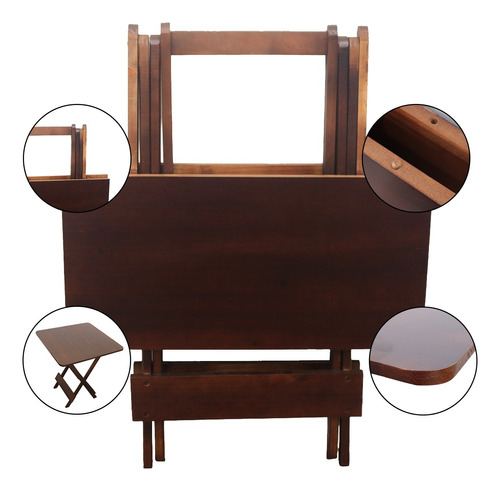 Mesa Dobrável 70x70cm Madeira Maciça Imbuia | Para Bar, Restaurante e Área Gourmet