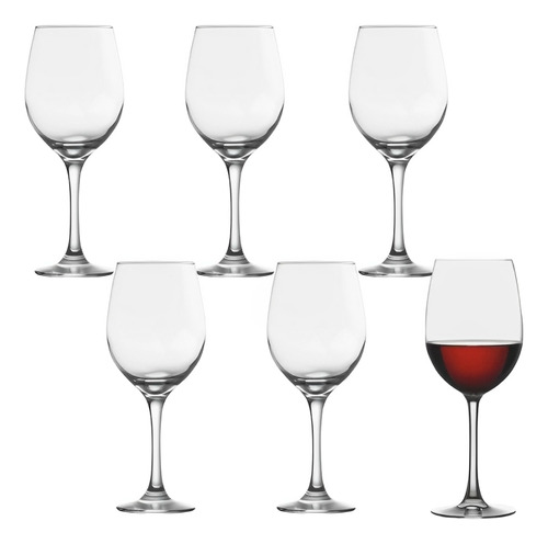 Kit 6 Taças Nadir Barone 385ml | Vidro Transparente para Vinhos Tintos, Brancos e Rosés