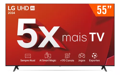 Smart TV LG 55” 4K UHD – Modelo 55UT8050PSA com HDMI, Wi-Fi e Apps