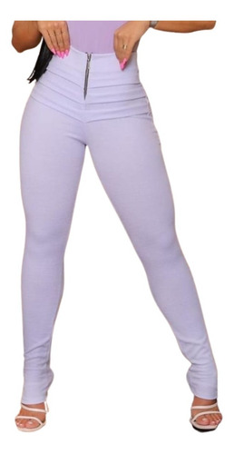 Calça Legging Cirre Feminina Cintura Alta com Zíper – Couro Fake Brilhante ou Poliamida